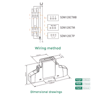 Eastron SDM120 45A Series MID Compteur d'énergie intelligent de communication Modbus/Mbus sur rail DIN entièrement conforme pour bâtiment intelligent