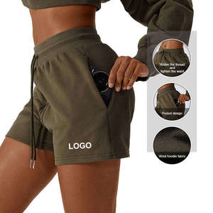 <b>Women's</b> 100% Cotton Fleece Summer Casual <b>Sweat</b> <b>Shorts</b> Custom Made Active Gym Workout Wear with Pattern Decoration on Sale - Product Image 3
