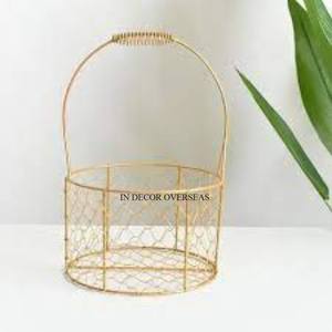 Panier de rangement pour fruits et pain de forme ronde en métal de première qualité plaqué or de créateur de fleurs Fournitures de cuisine pour la maison et l'hôtel - Product Image 4