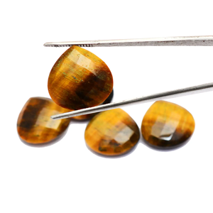 Pierre précieuse naturelle œil de tigre jaune AAA Gold Tiger Eye, cabochon facetté en forme de cœur de 18 mm, pierre semi-précieuse pour la création de bijoux - Product Image 2