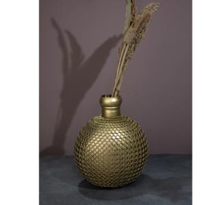 แจกันโลหะทำจากโลหะสีทองประดับด้วยตาข่ายโซ่ขนาด12นิ้วแจกันโลหะหรูหราสำหรับส่งออกไปทั่วโลก - Product Image 1