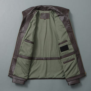 Veste en cuir marron pour hommes de qualité supérieure-Vestes en cuir d'agneau véritable pour hommes - Product Image 4