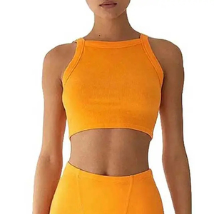 Vente en gros d'ensemble 2 pièces femmes ensembles d'été 2023 dames personnalisées chemise et pantalon débardeur côtelé - Product Image 2