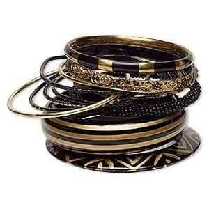 Women and Girls Fashion Multi-Color Wood Resin <b>Bracelet</b> Stylish Brass Bangle Jewelry for Everyday Use - Product Image 4