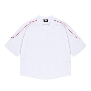 Custom Print Embroidered Logo Oversized Mesh Football T-Shirt Men Retro Piping V-Neck Breathable <b>Soccer</b> Jersey High Quality - Product Image 6