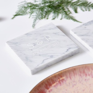Posavasos de Mármol Personalizado con Iniciales, Decoración para el Hogar, Regalo - Product Image 4