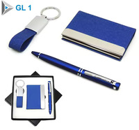 Coffrets cadeaux personnalisés haut de gamme en acier inoxydable et cuir, écologiques, faits à la main, meilleur design, porte-clés, porte-cartes, stylo pour cadeau de bureau