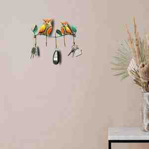 Colgador de Pared de Búho de Hierro Indio, Dos Diseños, Decoración Ecológica para el Hogar, Idea de Regalo para Bodas, Aniversarios, Diwali y Festivales - Product Image 1