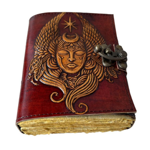 ลอร์ดหนังแกะลายนูนวินเทจพระอิศวรคลาสสิกดีไซน์ดวงจันทร์หนังแท้สีเหลืองปกแข็งการอ่าน - Product Image 2