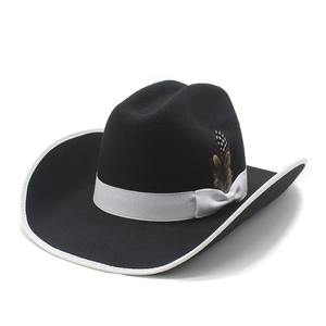 European and American Fashion Flat Brim Jazz Hat Bands Fedora <b>Top</b> Hat with <b>Feather</b> for Party Mexico Style Jazz Hat - Product Image 6