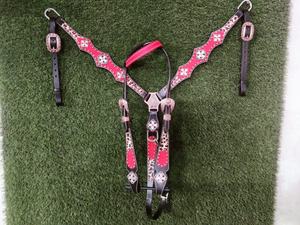 Conjunto ecuestre de cuero de vaca 100% hecho a medida de calidad superior pintado a mano Western Headstall Nylon Breast Collar Direct - Product Image 5