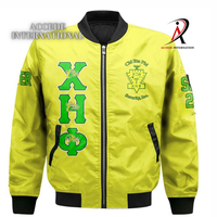 Chaquetas Varsity de Satén Tejido de Alta Calidad para Mujer Chi Eta Phi con Logotipo Bordado Divine 1932 y Ribetes en Contraste con Cremallera
