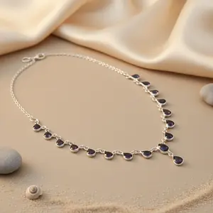 Collar de Plata 925 con Diseño de Lágrima para Mujer, Chapado en Oro, Piedra Principal de Diamante, Estilo Religioso Clásico y Moderno, para Regalo de Compromiso - Product Image 1