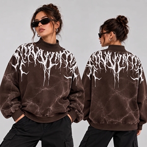 Sweat-shirts pour femmes à col montant, 100% coton de haute qualité, coupe oversize à épaules tombantes, manches longues, personnalisables avec votre logo, vêtements d'automne - Product Image 1