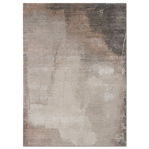Alfombra Aprezo Ivory de Lana y Seda de Bambú Anudada a Mano AKWS-13078, 10mm, Rectangular, Abstracta, para el Hogar, Pasillo, Piso, Hecha a Mano - Product Image 1