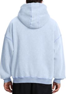 Sweat à capuche zippé pour homme, hiver, délavé à l'acide, brodé, 100% coton, molleton lourd 460g, surdimensionné, uni, respirant, col rond - Product Image 4
