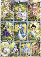 Vente en gros de cartes de collection de personnages féminins d'anime A6 avec motif floral printanier, en promotion pour le streaming en direct