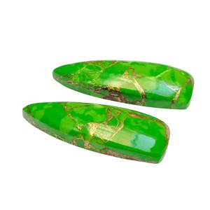 พลอยทองแดงสีเขียวเทอร์ควอยส์แบบยาวล้านล้านล้านอัญมณีทรงหลวมจับคู่หินสำหรับเครื่องประดับต่างหูทำเครื่องประดับ DIY - Product Image 3