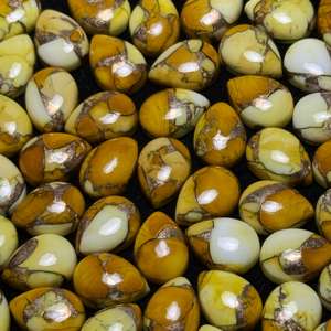 Piedra Preciosa de Turquesa Natural Kingman de 10x14 mm, Forma de Pera Personalizada, Color Amarillo, Acabado Liso de Alta Calidad - Product Image 4