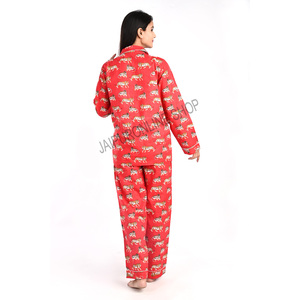 Conjunto de pijama de algodón con estampado Floral, conjunto de pijama con pantalones de manga larga, venta al por mayor - Product Image 4