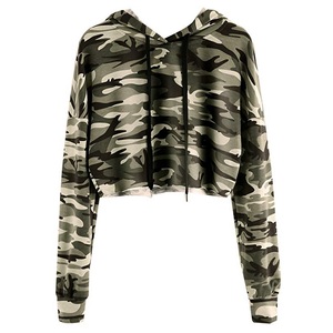 Sudadera con capucha recortada OEM para mujer, sudadera deportiva de Algodón 100% con logotipo personalizado, Top corto de lana de talla XS de otoño con patrón impreso - Product Image 5