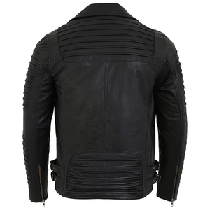 Veste de moto imperméable pour homme sur mesure, en cuir véritable noir avec patchs en chenille brodés, veste d'hiver pour l'extérieur - Product Image 2