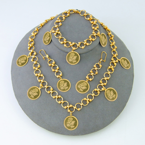 Set di Gioielli di Lusso con Moneta Placcata in Oro 24K di Dubai, Set Collana con Moneta di <span class=keywords><strong>Istanbul</strong></span> Turchia per Donne - Product Image 4