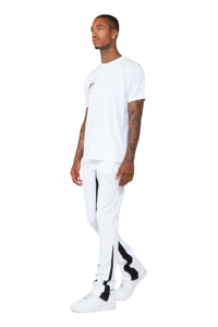 กางเกงผ้าแคนวาสขายเหงื่อสำหรับผู้ชายกางเกงผ้าแคนวาสสีดำด้านข้างเอวกลางลำลองตรงโลโก้เฉพาะบุคคล - Product Image 2