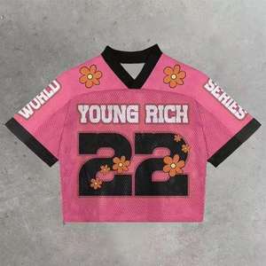 เสื้อฟุตบอลตาข่ายอเมริกันสำหรับผู้ชายเสื้อครอปโอเวอร์ไซส์ - Product Image 4