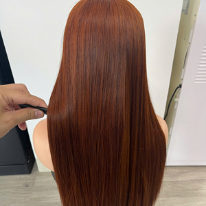 LINU Ginger Honey Virgin Vietnamese Lace Front <b>Wig</b> Double Drawn 250% Density HD Transparent for Lace Base <b>Long</b> Length 300gr - Product Image 2