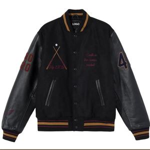 Blouson aviateur universitaire vintage personnalisé OEM pour hommes femmes hiver laine multi-badges chenille broderie cuir manches High Street - Product Image 3