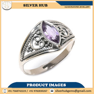 แหวนพลอยอเมทิสต์เจียระไนเงินสเตอร์ลิงสำหรับ925ทำด้วยมือเครื่องประดับชั้นดีแบบกึ่งสำเร็จรูปแหวนเงินดีไซน์ล่าสุด - Product Image 2