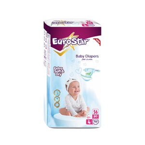 Vente en gros, directement de l'usine OEM, EUROSTAR XL, couches-culottes jetables pour bébé, surface douce en coton, haute absorption, protection anti-fuites, imprimées - Product Image 4