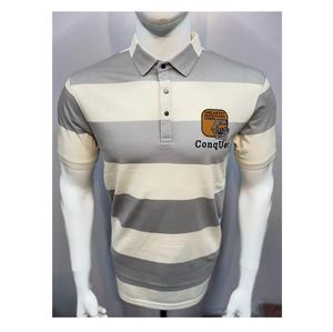 Camiseta ajustada a rayas con cuello redondo para hombre, la más vendida, cómoda para el trabajo, viajes, ropa de fin de semana directamente desde la India - Product Image 4