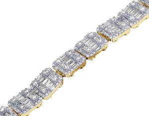 S925 Sterling Silver Yellow Gold Plated VVS Clarity Fashionable Charm Moissanite Round <b>Baguette</b> Diamond <b>Bracelets</b> - Product Image 4