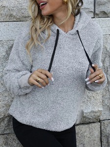 2025 Fairarily Otoño Invierno mujer sólido felpa Sudadera con capucha manga larga cálida sudadera impresa Casual suelta Tops - Product Image 2