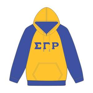 Sigma Gamma Rho Gold Body Blue Raglan Sleeves Pullover Hoodie Cotton SGRho Greek Sorority Custom Divine Nine HBCU Clothing - Product Image 2