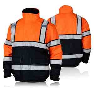 Alta visibilidad impermeable algodón al aire libre invierno seguridad trabajo ropa abrigo forro desmontable ANSI Clase 2 Seguridad vial - Product Image 4