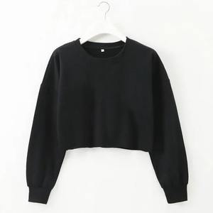 High Quality 100% Cotton <b>Fleece</b> Oversized Crewneck Sweatshirt and Crop <b>Top</b> for <b>Women</b> Streetwear Style for Winter - Product Image 3