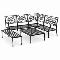 Ensemble de canapé d'angle 6 places en aluminium moulé, durable, confortable et moderne, pour jardin, repas en plein air et autres utilisations extérieures