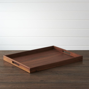 Plateau de service rectangulaire en bois de haute qualité avec poignées, plateau à nourriture et à thé en bois naturel écologique pour la maison et les restaurants - Product Image 1