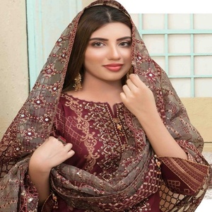 Lujo Jacquard Banarsi Lawn 3 piezas trajes de mujer alta calidad hermosa elegante colección de fiesta decoración de encaje-Tawakkal - Product Image 5