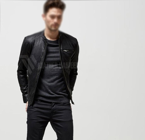 แจ็กเก็ตหนังแท้สำหรับผู้ชาย, แจ็กเก็ตแฟชั่นมีซิปอบอุ่นเหมาะสำหรับใส่ในฤดูหนาว - Product Image 5