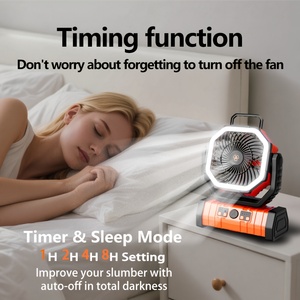Plastic 20000mAh <b>Rechargeable</b> Camping Tent Fan, <b>USB</b> Handheld 4-Speed Oscillating Fan with 3-Level LED <b>Lighting</b> for Camping - Product Image 6