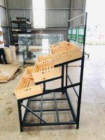 Table de présentation moderne pour fruits et légumes pour supermarchés, avec étagères métalliques à niveaux, personnalisable, meuble d'épicerie autoportant