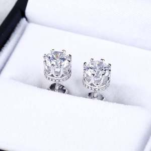 Jeulia Classic Crown Sterling <b>Silver</b> <b>Stud</b> Earrings with Diamond and Zircon - Product Image 4