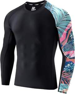 เสื้อรัดกล้ามเนื้อแขนยาวสำหรับผู้ชาย MMA ฟิตเนส 220 กรัม ช่วยรักษาความร้อน ป้องกันการสูญเสียกล้ามเนื้อ ชุดเล่นเซิร์ฟ ระบายอากาศ ป้องกันรังสียูวี แห้งเร็ว แบบสวมด้านหน้า - Product Image 6