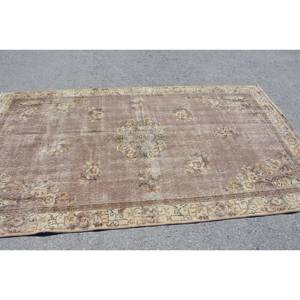 Tapis turc marron et beige vintage 5x8,9 pieds tissage plat Patchwork Design laine matériel pour les décorations de salon - Product Image 3