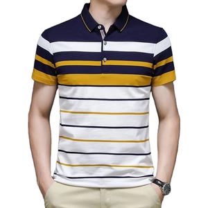 Nuevo Polo de manga corta para hombre, algodón de verano y transpirable, trabajo de negocios informal, tendencia de moda, rayas salvajes de tres colores de talla grande - Product Image 5