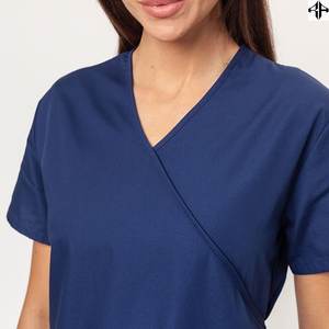 Los más vendidos de mezcla de algodón y poliéster de manga corta con cuello en V para mujer, traje y uniformes de Enfermería Médica para Hospital - Product Image 3